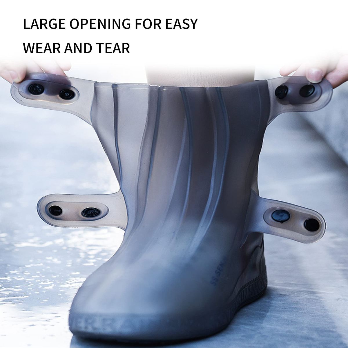 Rain Boot Covers Waterproof Rain Shoe Covers Silicone Shoe Protector Overshoes Sand Control Non-Slip Foldable Reusable Galoshes for Men Women Rainy Outdoor Cycling Fishing Camping - Gray - Size XXL