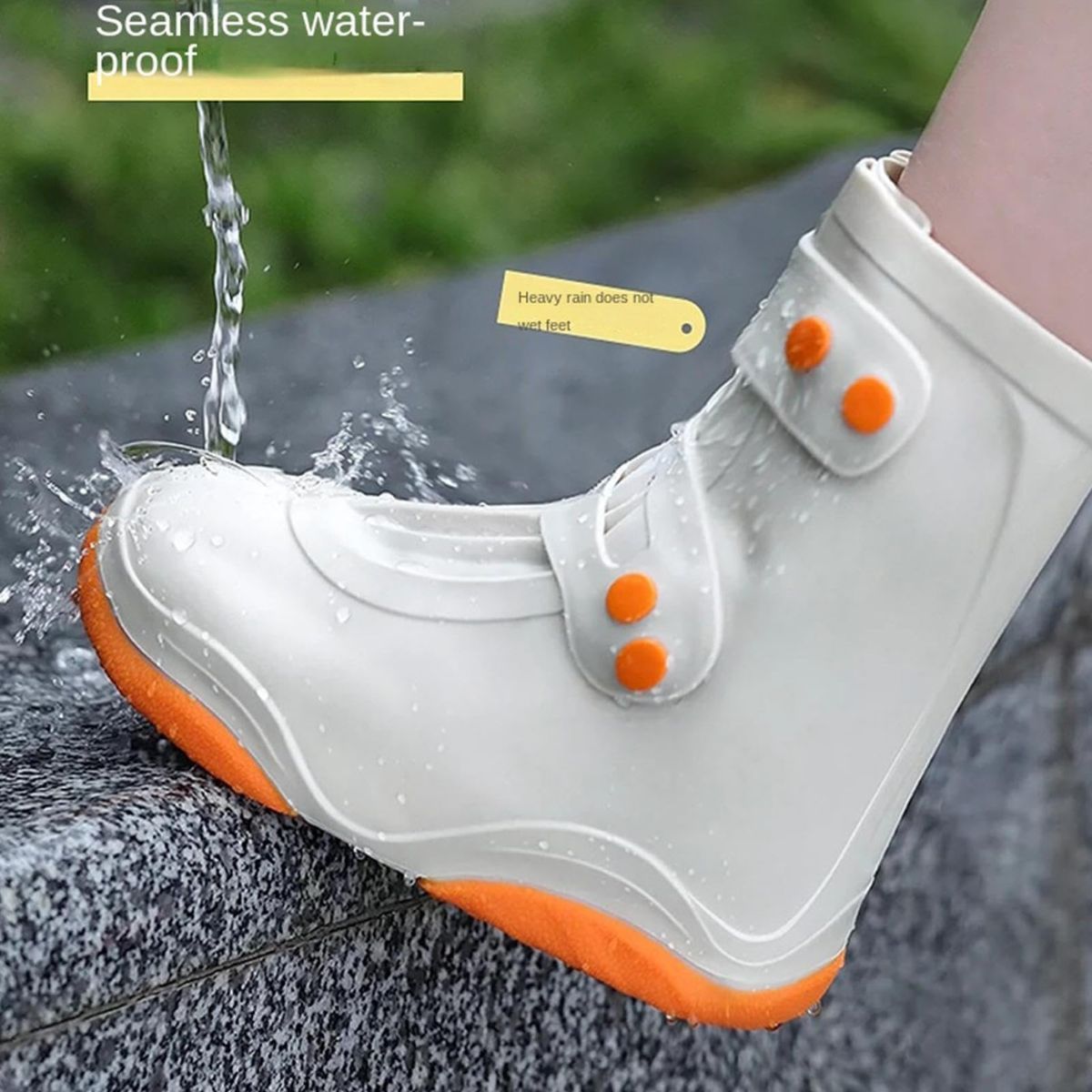Sturdy Rain Shoe, Covers Thickened Silicone, High-top Waterproof Lawn Sturdy Men Women, Commuters Overshoes Portable, for School Office, Campus Cycling Travel, Commuting Camping Gym - Blue - Size M