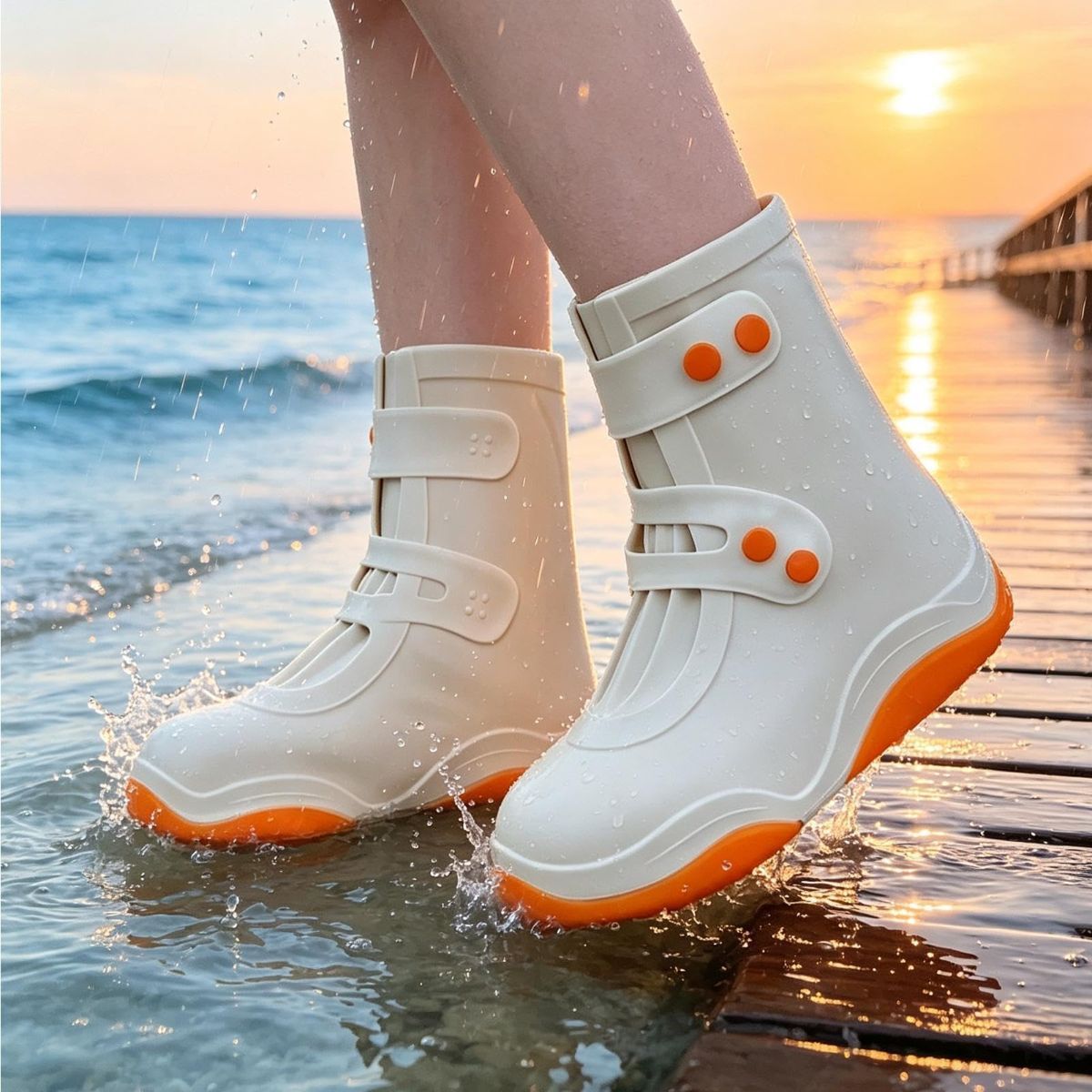 Sturdy Rain Shoe, Covers Thickened Silicone, High-top Waterproof Lawn Sturdy Men Women, Commuters Overshoes Portable, for School Office, Campus Cycling Travel, Commuting Camping Gym - Blue - Size M