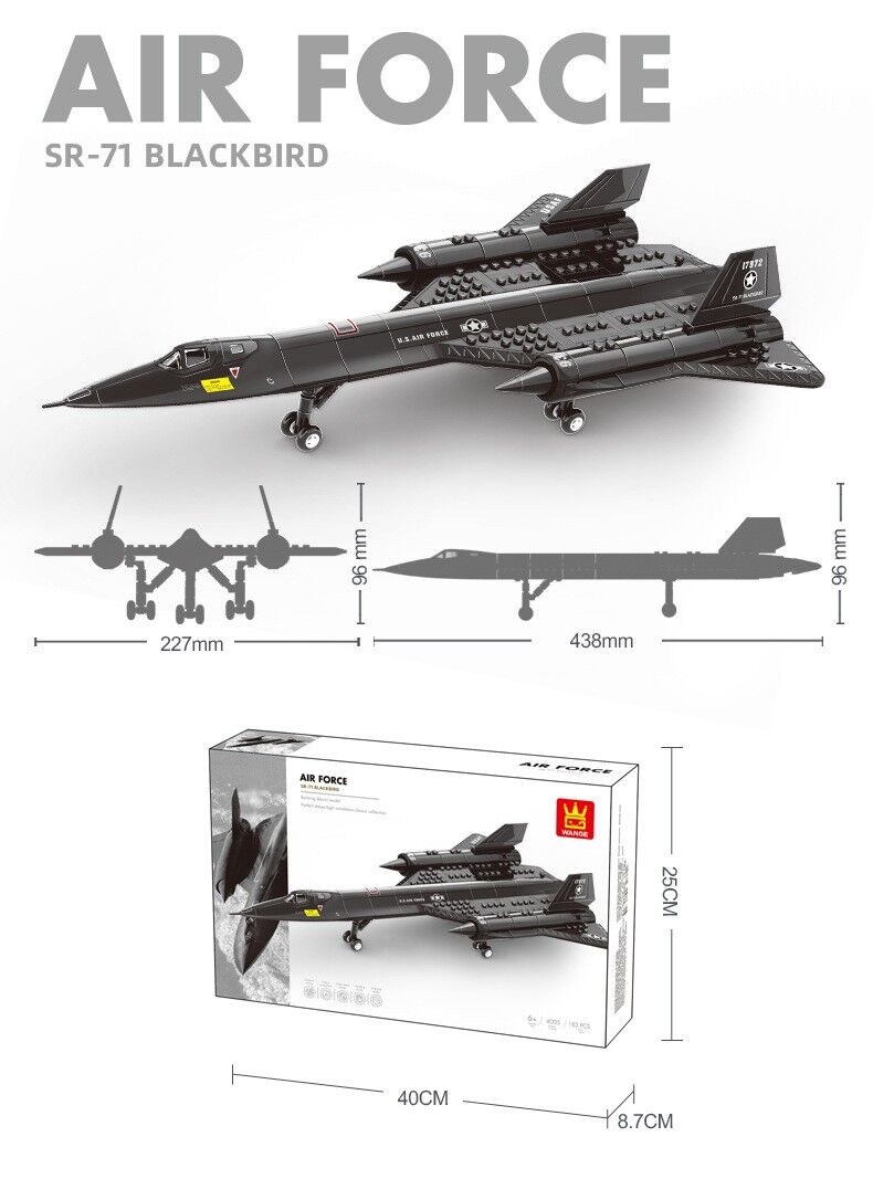Christmas gift SR-71 Blackbird Reconnaissance Aircraft Building Blocks Set, 183 Pieces Military Model Kit for Kids Aged 6+ & Enthusiasts(SQ71 reconnaissance plane)