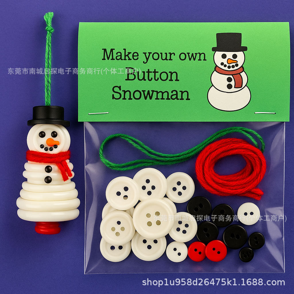 Christmas gift Christmas Button Ornament - Festive Santa Design Craft Kit (green Christmas tree)