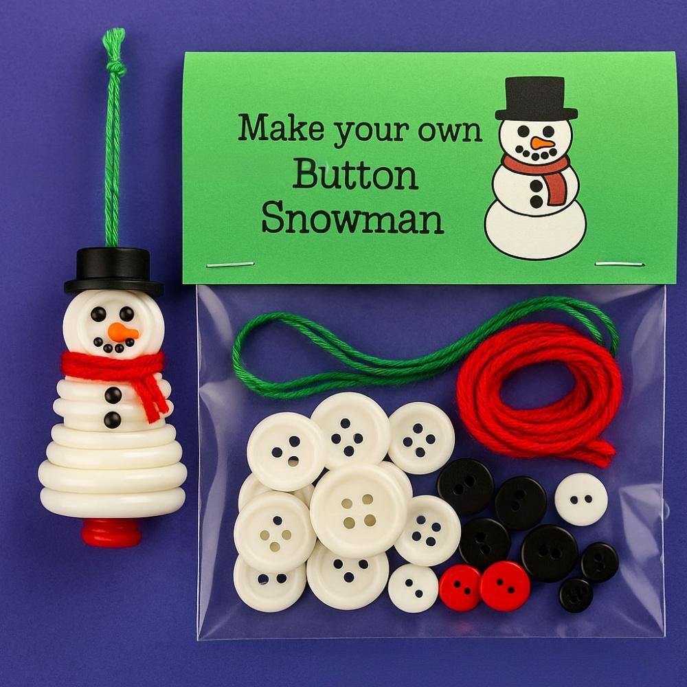 Christmas gift Christmas Button Ornament - Festive Santa Design Craft Kit (Red Christmas tree)