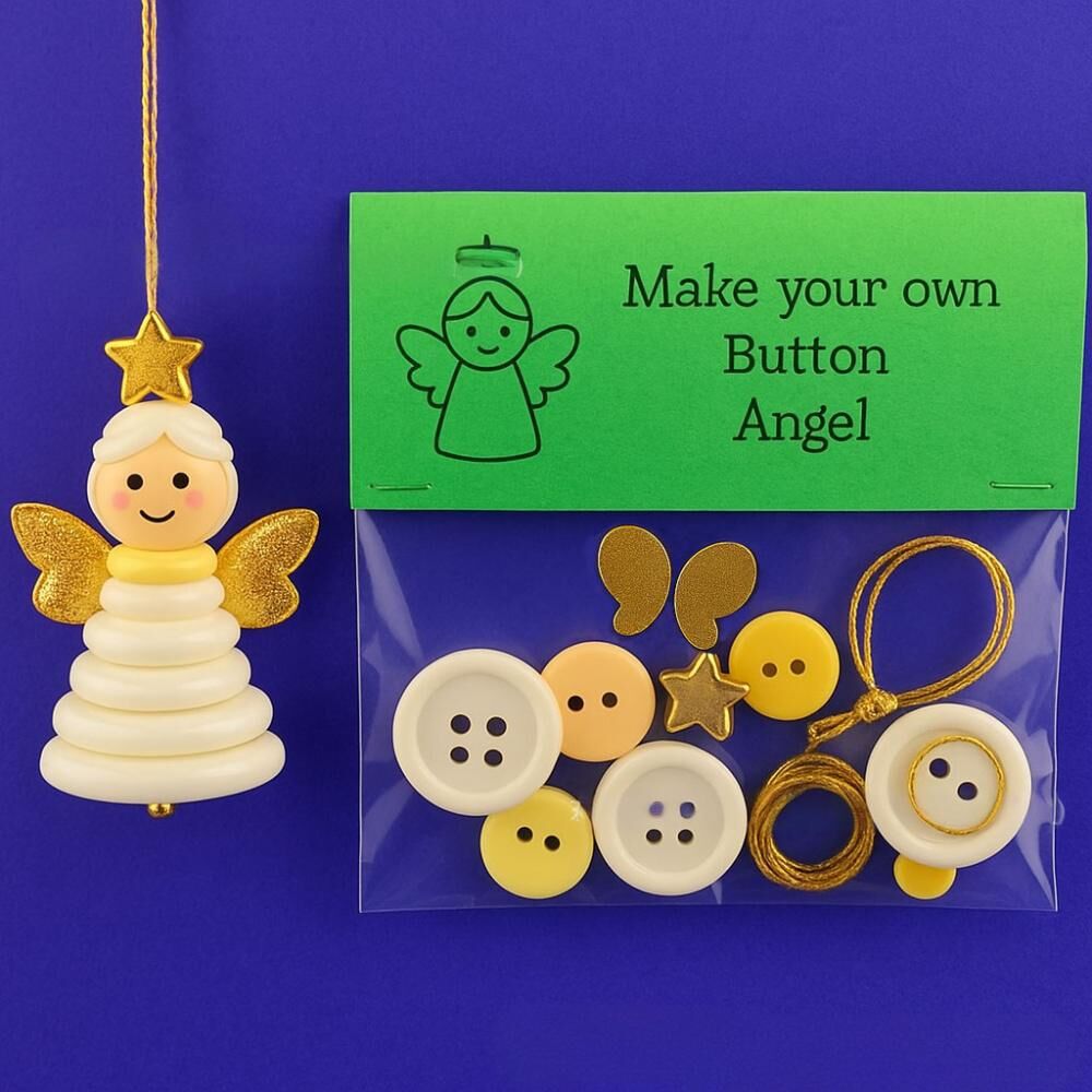 Christmas gift Christmas Button Ornament - Festive Santa Design Craft Kit (Red Christmas tree)
