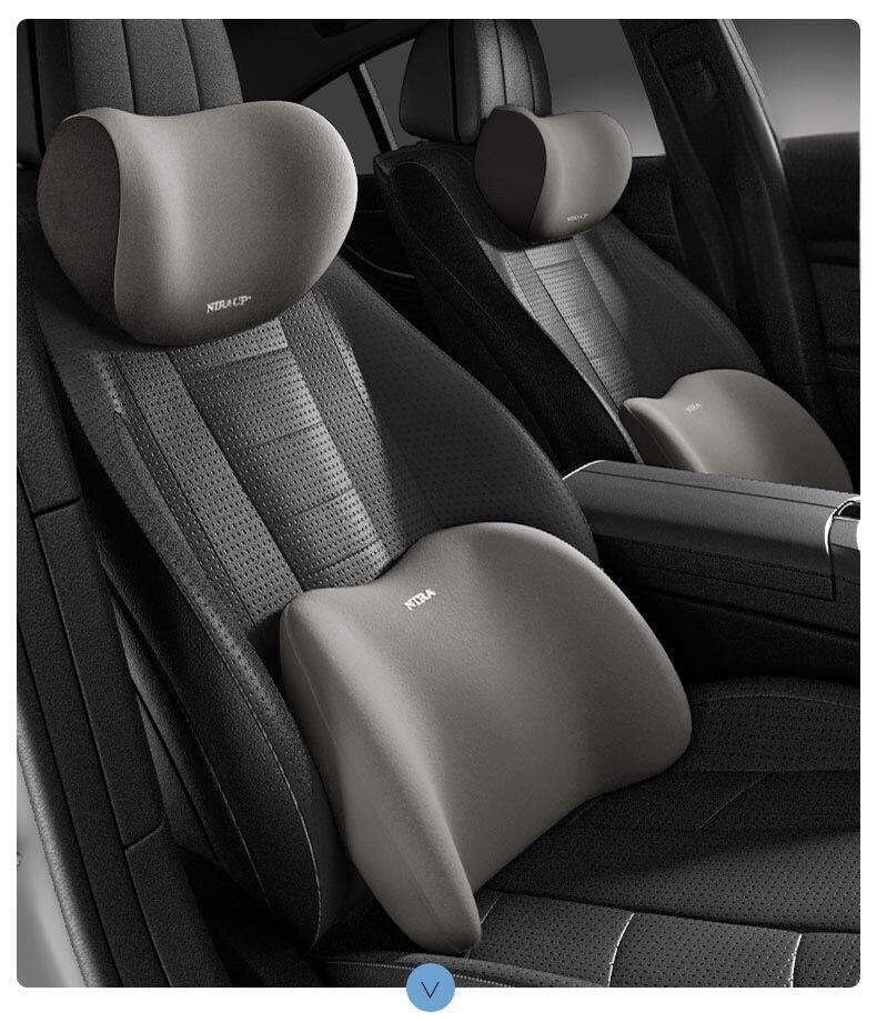 Christmas gift Car Headrest & Lumbar Support Set, Ergonomic Plush Cushion for Driver & Passenger, Comfort & Spine Protection for Long Drives(brown)