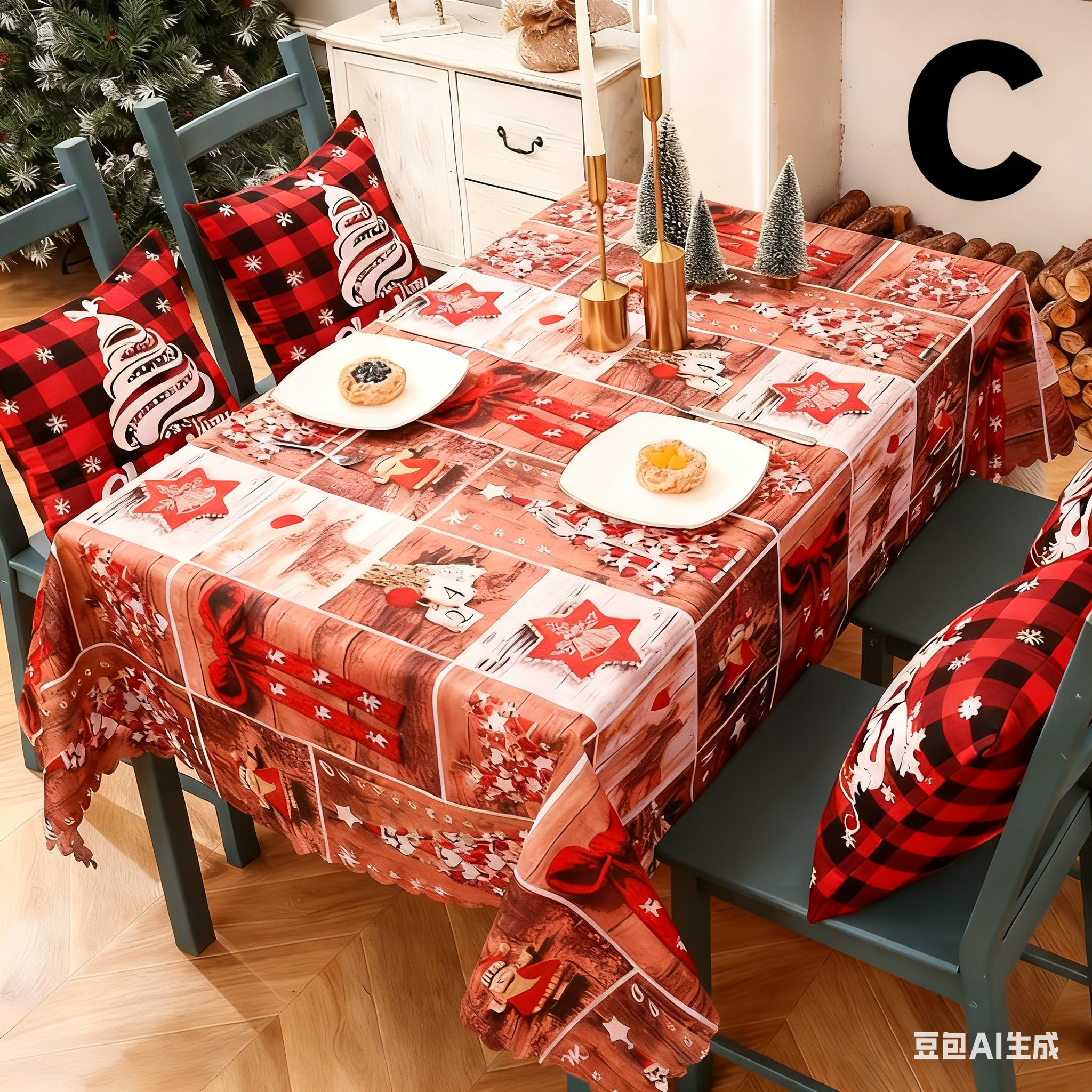 Christmas gift Christmas Tablecloth - Festive 180x150cm Table Cover for Holiday Dining & Home Decor(C)