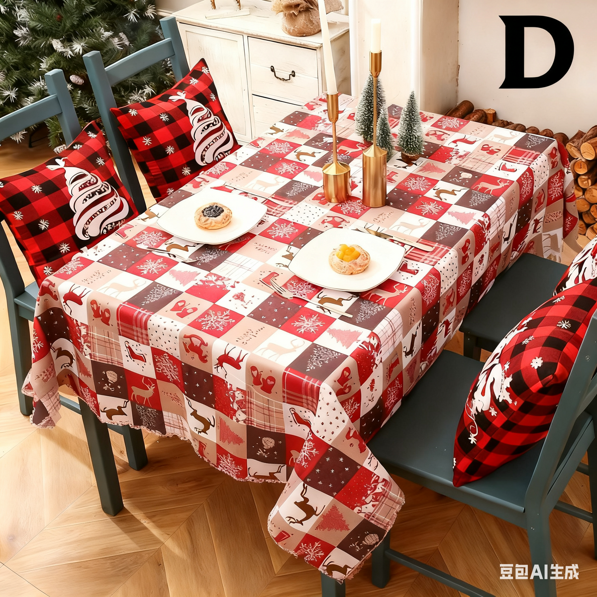 Christmas gift Christmas Tablecloth - Festive 180x150cm Table Cover for Holiday Dining & Home Decor(F)