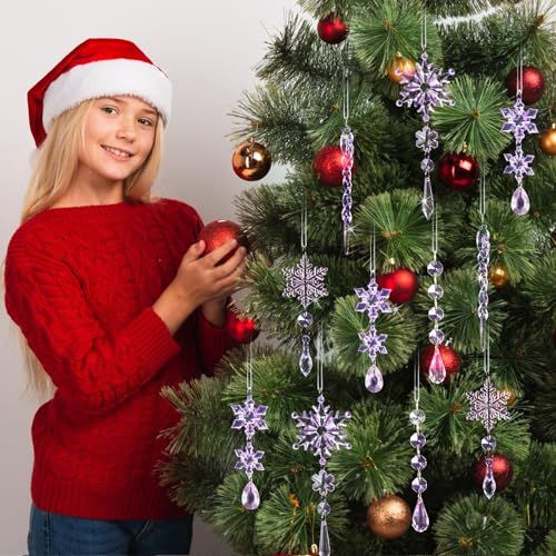 18-Piece Crystal Christmas Ornament Set for Tree, Party & New Year Decor (purple)