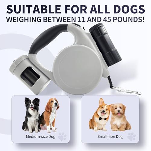 Versatile Retractable Dog Leash for Small & Medium Dogs, Ideal for Daily Walks & Outdoor Adventures, 16.4FT (gray)