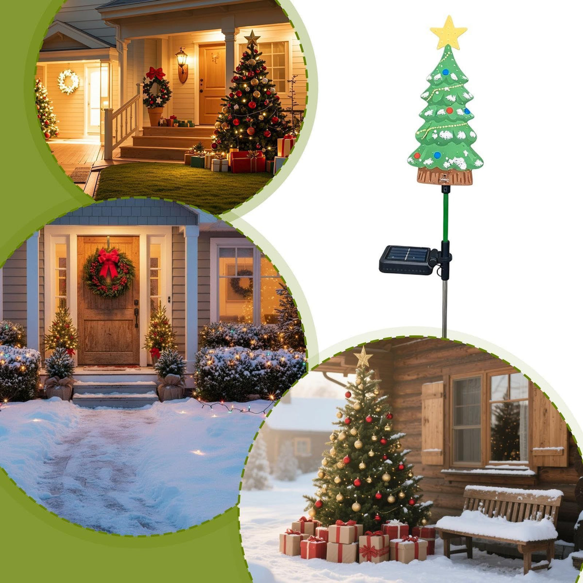 2Pack Outdoor Christmas Tree, Solar-Powered Waterproof LED Stake Sign for Garden, Solar Christmas Tree Lights, Outdoor Holiday Decor for Lawn, Porch & Driveway(Green)