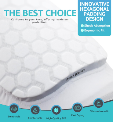 Honeycomb Knee Pads for Kids, Teens & Adults – Protective Compression Knee Guards for Basketball, Football, Cycling & Running(White,XL)