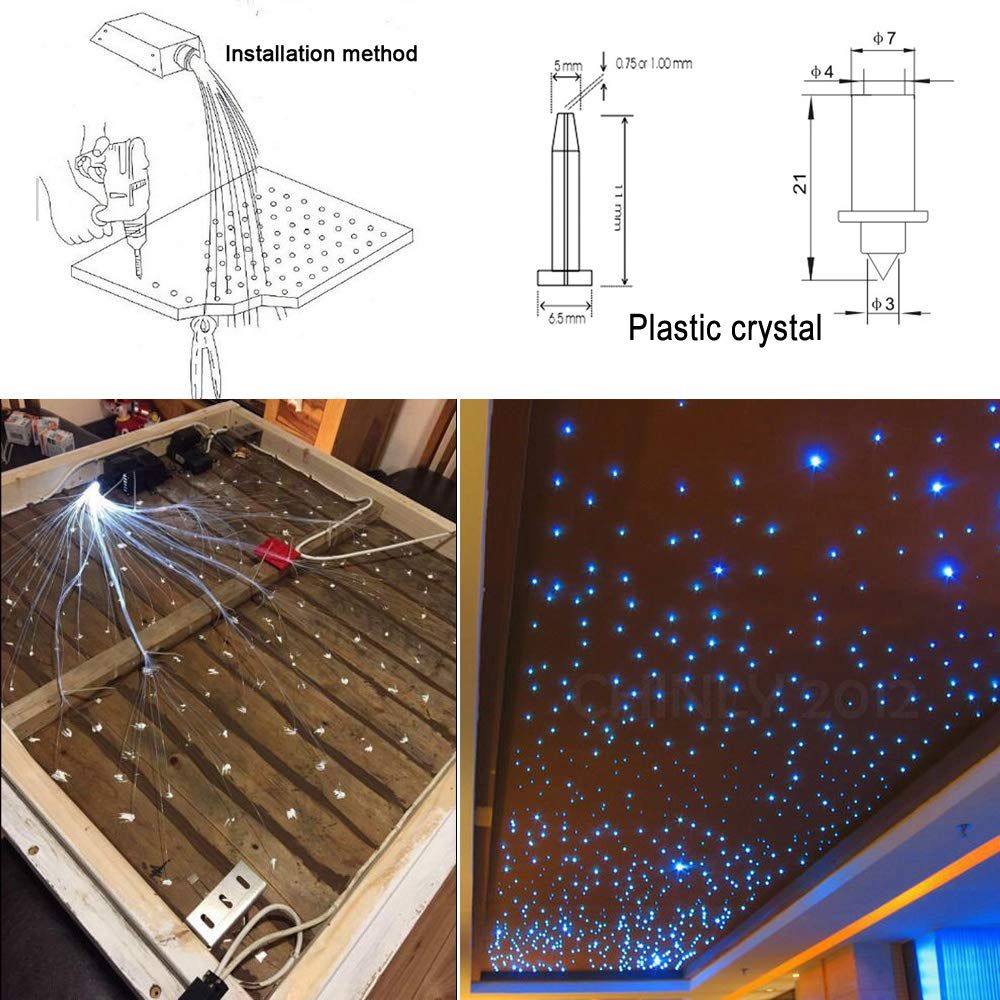 22.9ft Plastic 100-Piece 0.03-Inch End Glow Fiber Optic Cable Roll – Ideal for Starry Sky Ceiling, Works with All Types of LED Light Driver Units(transparent)