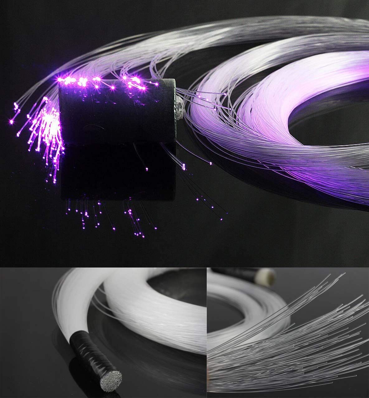 22.9ft Plastic 100-Piece 0.03-Inch End Glow Fiber Optic Cable Roll – Ideal for Starry Sky Ceiling, Works with All Types of LED Light Driver Units(transparent)