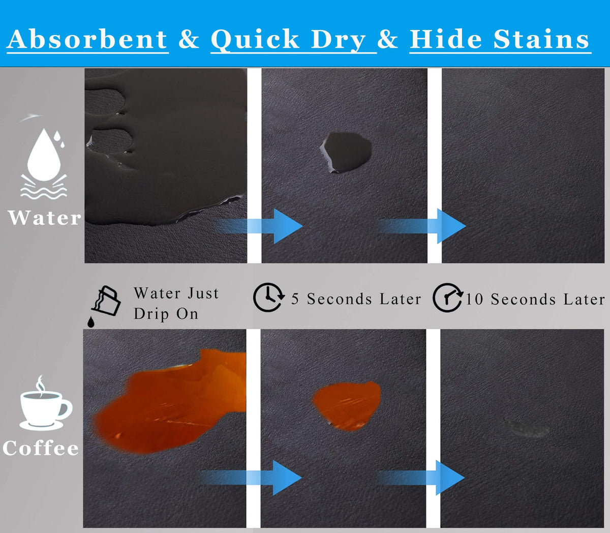 Kitchen Counter Mat for Coffee Maker – Absorbent & Quick-Dry Bar Pad with Non-Slip Backing, Protective Surface for Espresso Machine, Dish Drying Mat (Black,40*50cm)