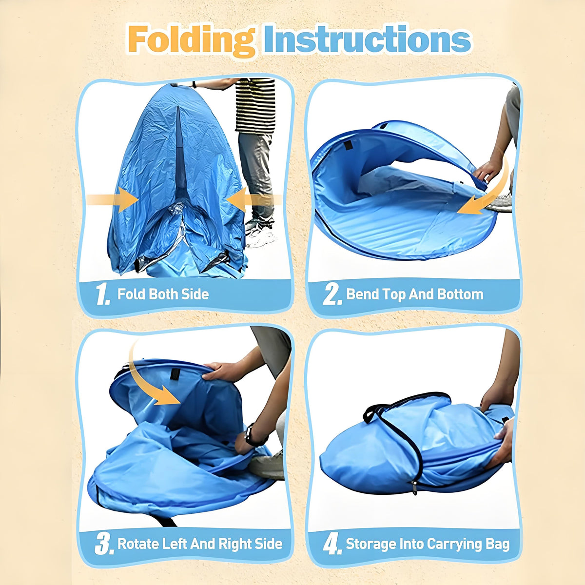 Pop Up Beach Tent: 3-4 Person UPF 50+ Sun Shelter with Carry Bag – Quick-Setup Shade for Beach/Camping(XL)