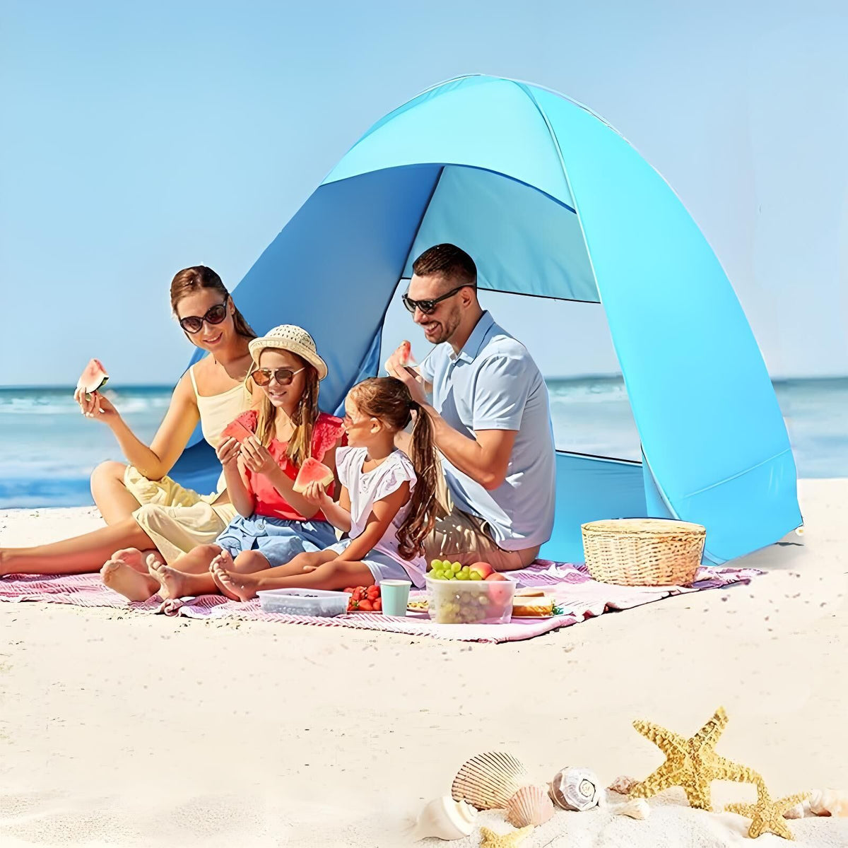 Pop Up Beach Tent: 3-4 Person UPF 50+ Sun Shelter with Carry Bag – Quick-Setup Shade for Beach/Camping(XL)