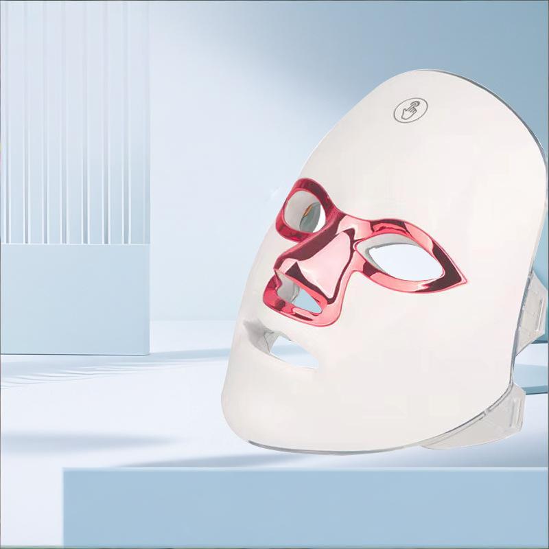 7-Color Facial Light Mask for Home Skincare – Rechargeable LED Beauty Device with 270 LEDs, One-Touch Control & Auto-Timer (White with Rose Gold Trim) | Other Colors Available in Store