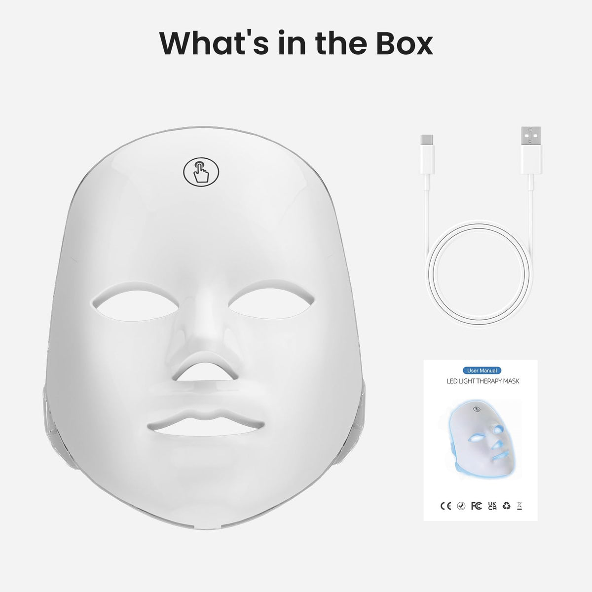 7-Color Facial Light Mask for Home Skincare – Rechargeable LED Beauty Device with 270 LEDs, One-Touch Control & Auto-Timer (Black with Gold Trim) | Other Colors Available in Store