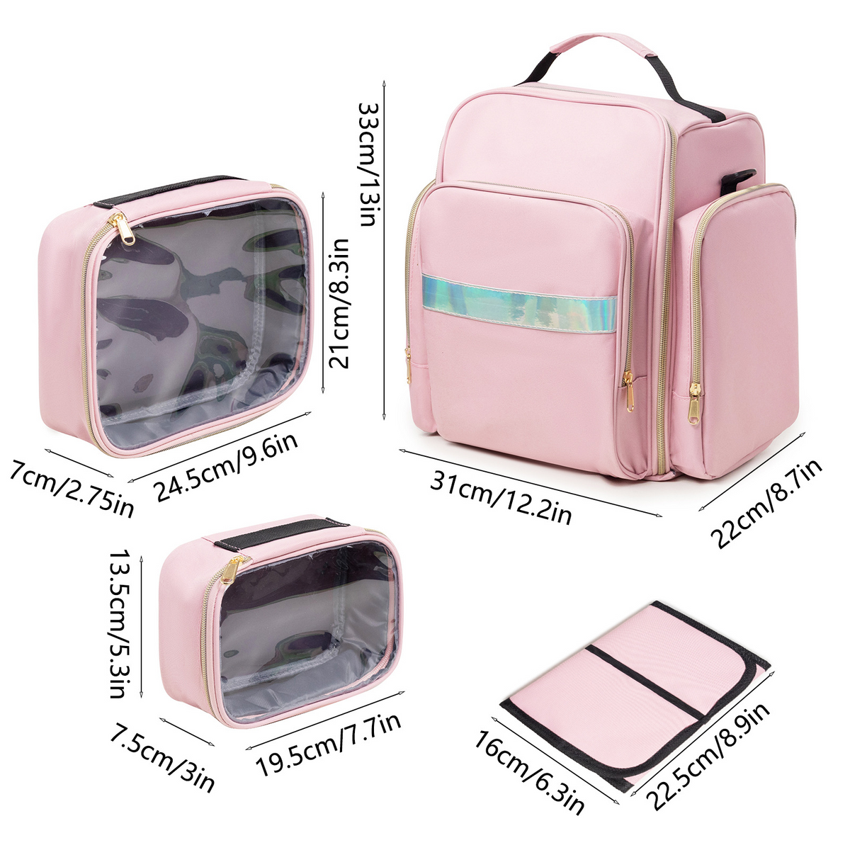 Travel Makeup Bag, Large Cosmetic Case Make up Organizer, Pink
Makeup Bag with 5 Removable Cases, 3 Carrying Options, Multiple Storage Pockets for Brushes & Cosmetics(Pink)
