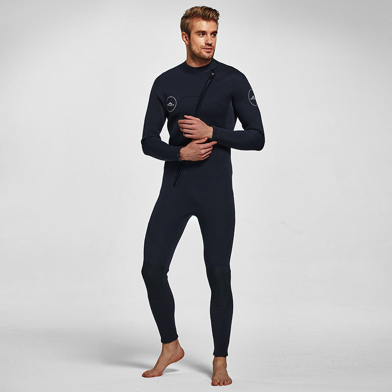 Men's 3mm Full Wetsuit for Surfing Diving & Cold Water Swimming – Front-Zip Neoprene Suit with UV Protection and Flexible Fit(Black,M) | Other Colors Available in Store