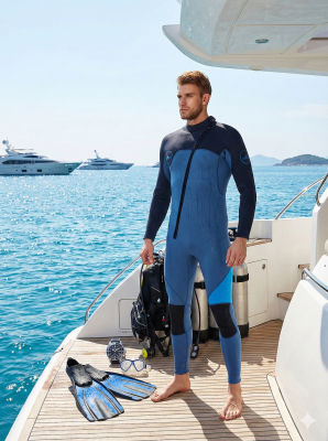 Men's 3mm Full Wetsuit for Surfing Diving & Cold Water Swimming – Front-Zip Neoprene Suit with UV Protection and Flexible Fit(Grey,XXL) | Other Colors Available in Store
