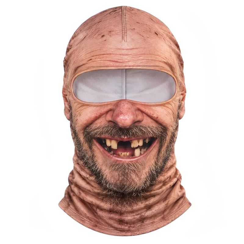 Funny Head Mask, Realistic 3D Printed Full-Face Cover with Neck Protection, Novelty Headwear for Parties, Cosplay, Cycling & Fun, Ice Silk Version (gray)