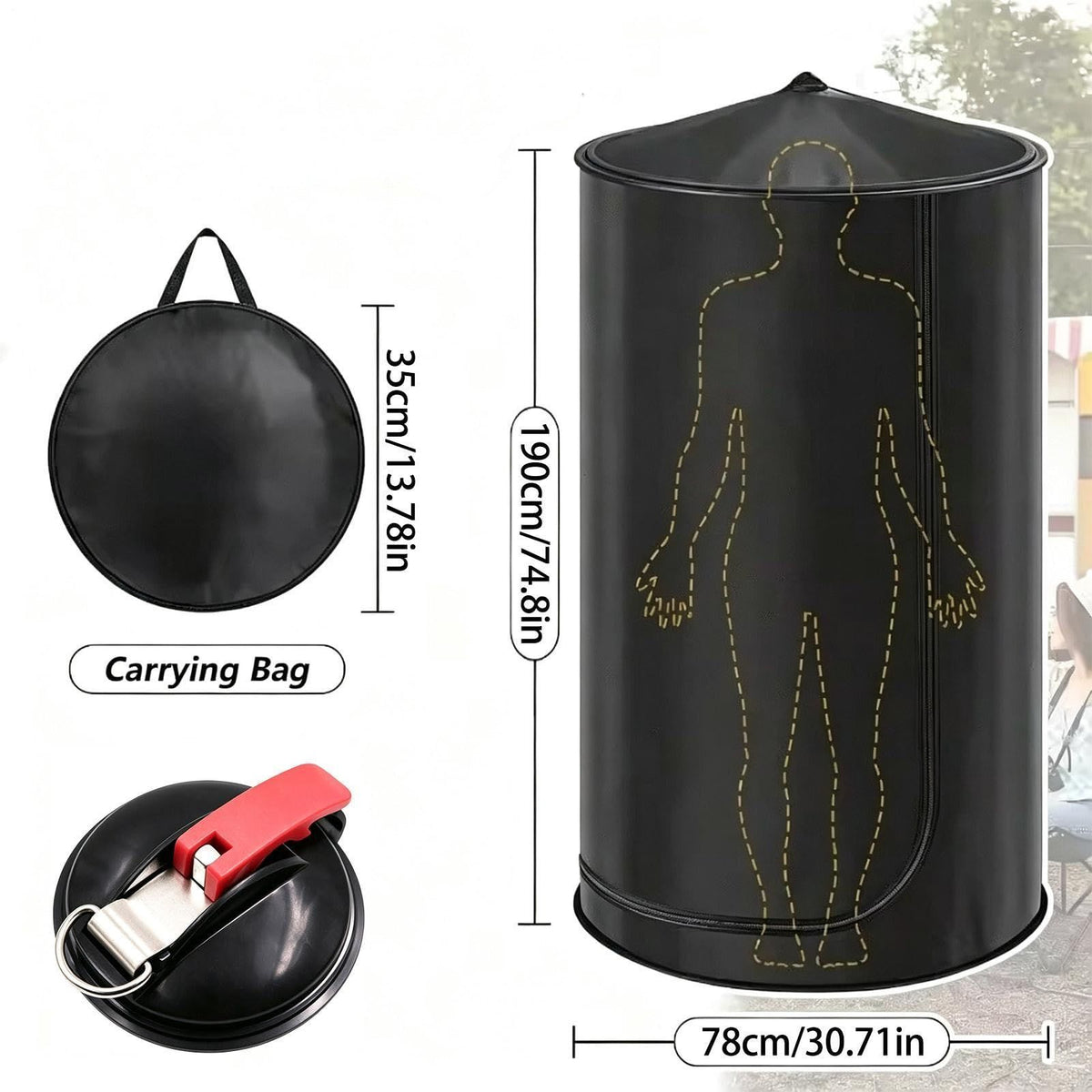 Changing Tent for Car, Waterproof Dressing Room, Foldable Shower Tent with
Suction Cup Feature, Portable Camping Shelter, Outdoor Privacy with Stable Design, Travel Accessory for SUV and Road Trip(black)