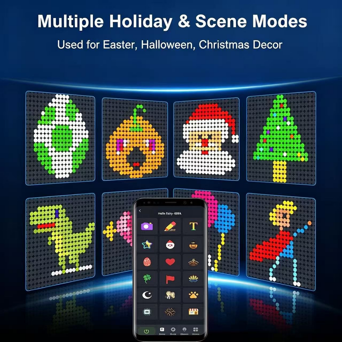 1M*1M Smart LED Curtain Lights – App & Remote Control, Music Sync, 400 LEDs, Festive Patterns & Timer, USB Waterproof Fairy Lights for Balcony, Party & Christmas Decor(Rainbow)