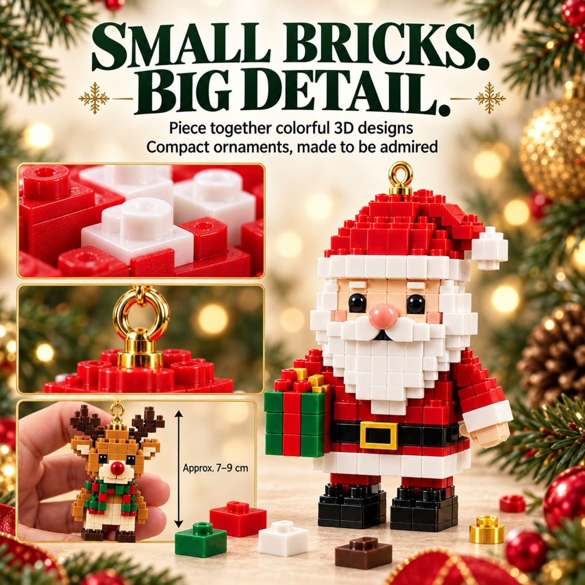 24-Day Mini Christmas Brick Advent Calendar 2026, DIY Xmas Tree Ornament
24 Unique Buildable Designs with Hanging Loops, DIY Building Set for Christmas Trees, Garlands, Mantels and Festive Displays(Green)