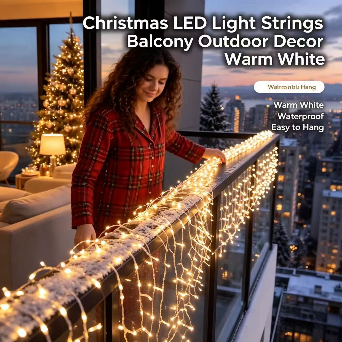 2M*2M Smart LED Curtain Lights – App & Remote Control, Music Sync, 400 LEDs, Festive Patterns & Timer, USB Waterproof Fairy Lights for Balcony, Party & Christmas Decor(Rainbow)