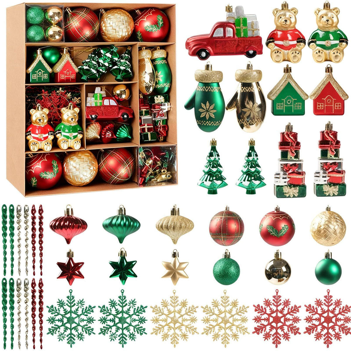 70-Pack Shatterproof Christmas Ornament Set for Tree, Holiday Party Decor, 70Pcs (Beige)