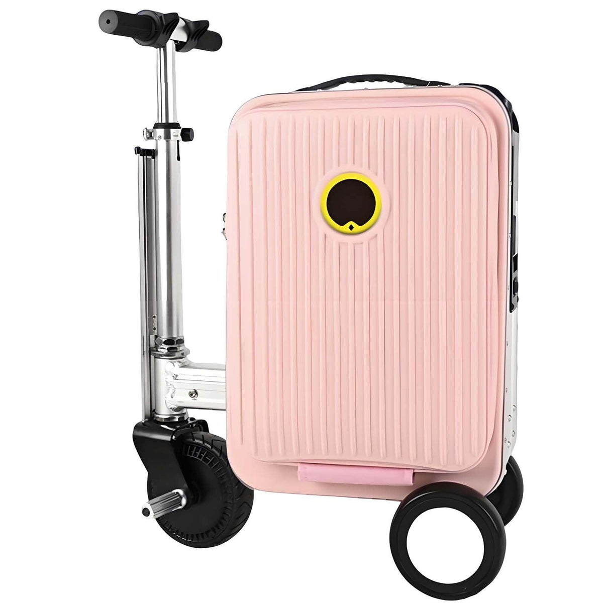 Electric Rideable Suitcase 20", 250W Motorized Scooter Luggage for Adults, Striped Design, USB Charging Expandable Carry-On with Wheels, 110kg Capacity, 12km/h(Silver)