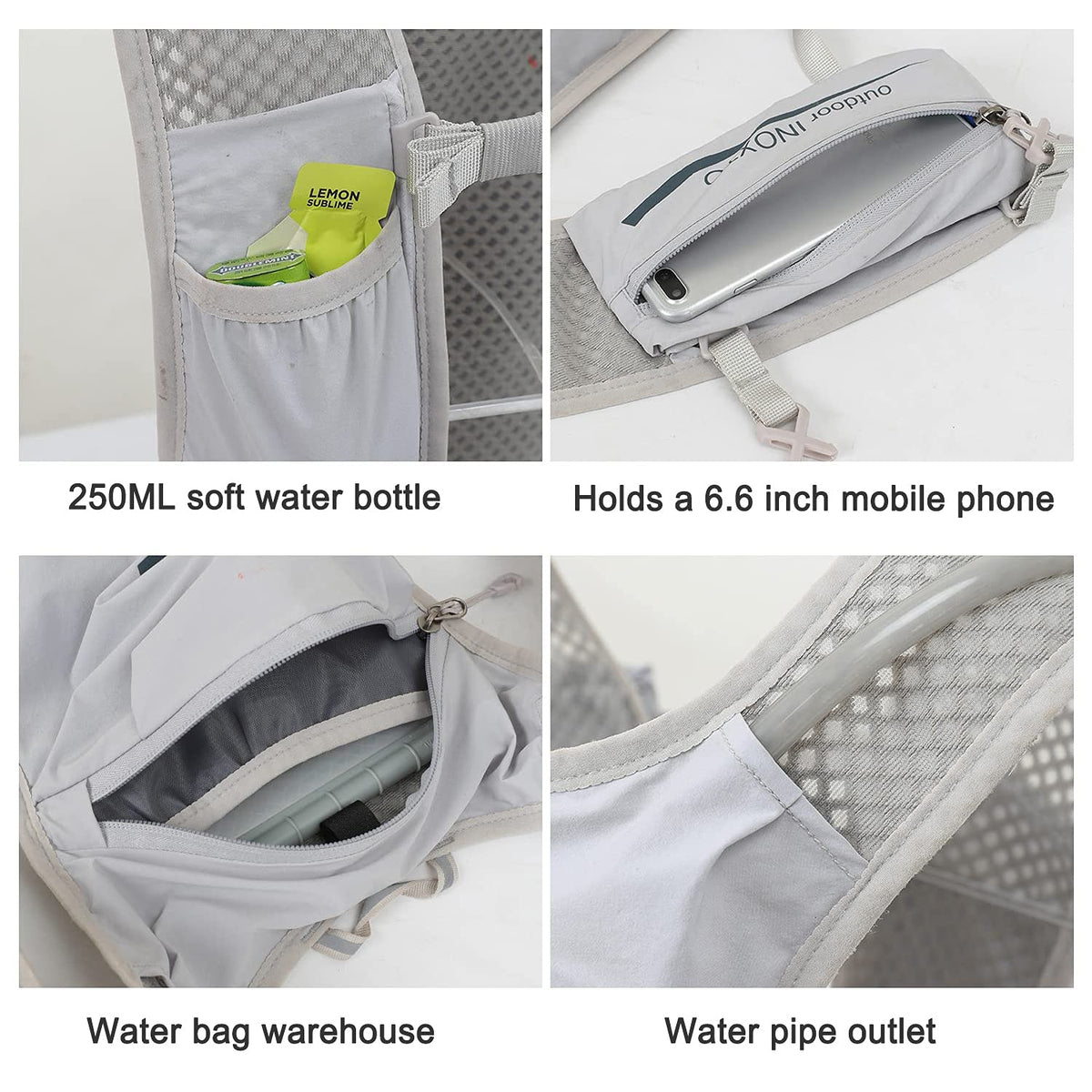 Ultra-Light Hydration Running Vest Backpack – 1.5L Water Capacity, Breathable Mesh Design for Cycling, Hiking & Marathon (Grey) | Other Colors Available in Store