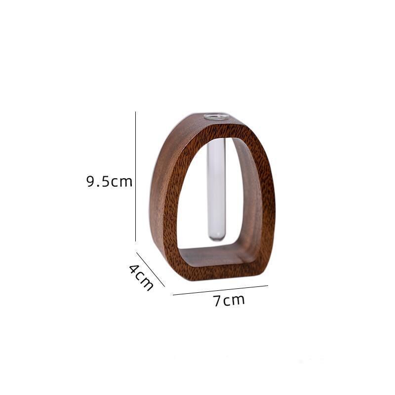 Wooden Glass Hydroponic Vase – Minimalist Desktop Flower Vase for Water Plants & Blooms (9.5cm) | Other Sizes Available in Store