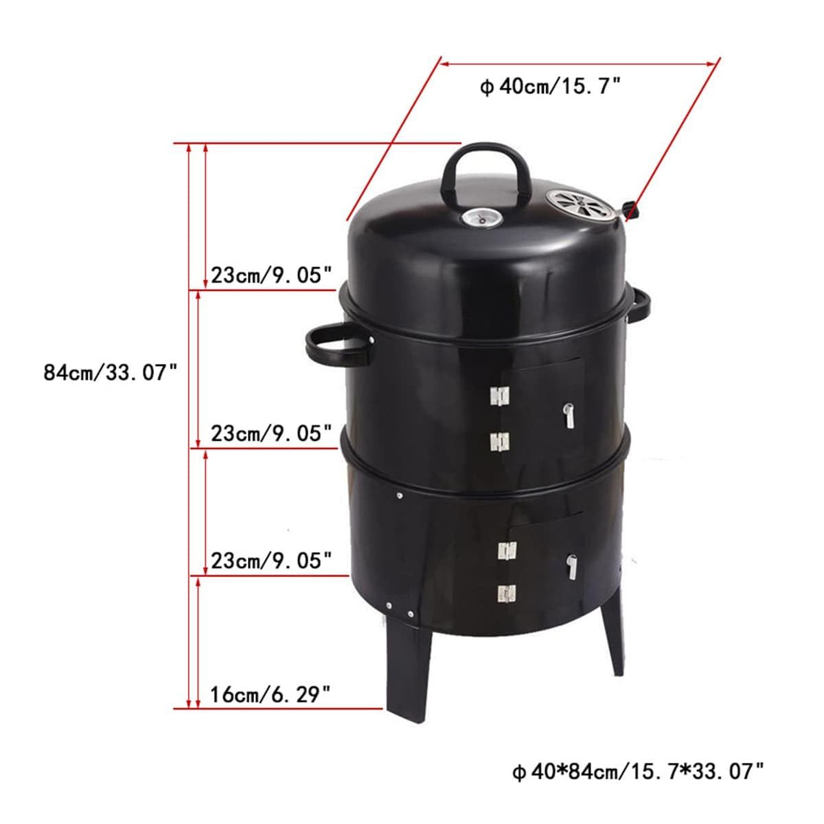 Outdoor Double-Layer Grill β Charcoal Wood-Fired Braising & Smoking Stove, Portable Grill for Camping, Outdoor Cooking, Backyard Kitchen, Patio & Garden BBQ(black)