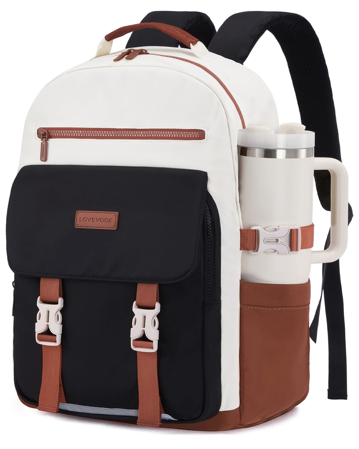 School Backpack for Teens & Students – Large Capacity Laptop Bag with 15.6 Inch Compartment, Waterproof Fabric & Multiple Pockets, Ideal for College, Travel, and Daily Use (Brown)