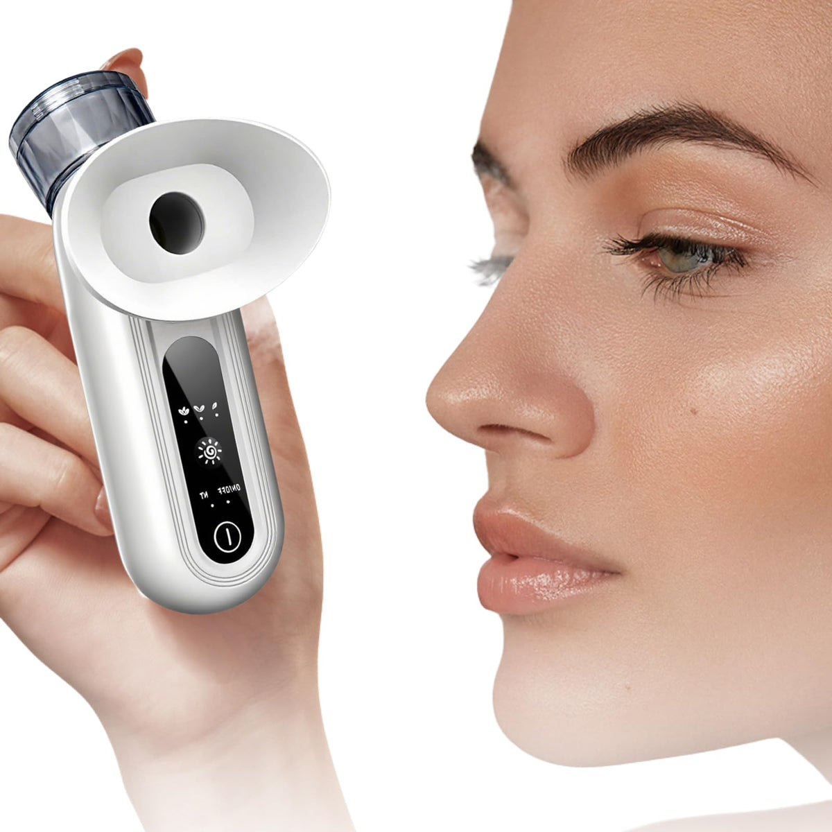 Portable Eye Mist Sprayer with Warm Steam & Nano Spray – Compact Facial Hydration Device for Daily Eye & Skin Care (White)