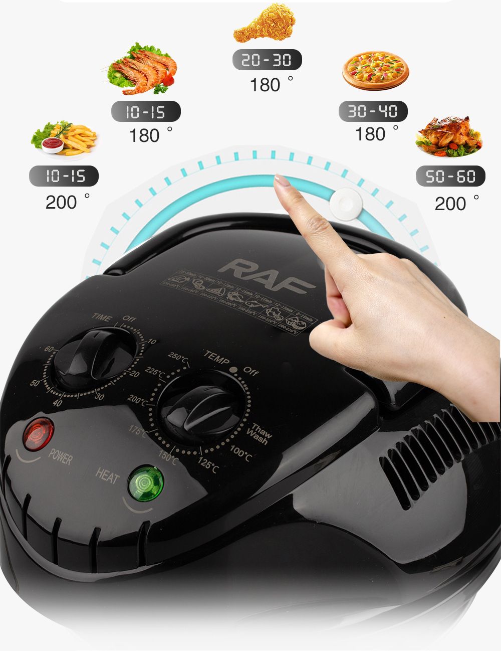 12L 8-in-1 Electric Air Fryer with 360° Panoramic Glass Bowl, 1200W Low-Fat Multi-Purpose Cooker for Roast Chicken, Pizza, and Family Meals.(black)