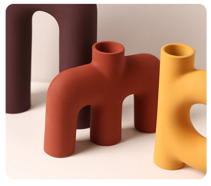 Tubular Letter Vase Set(3-Piece ) – Modern Ceramic Decor for Living Room, Dining Table & TV Stand | Other Luxury Styles in Store