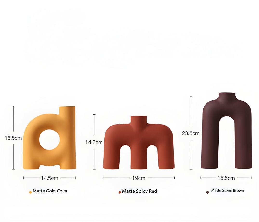 Tubular Letter Vase Set(3-Piece ) – Modern Ceramic Decor for Living Room, Dining Table & TV Stand | Other Luxury Styles in Store