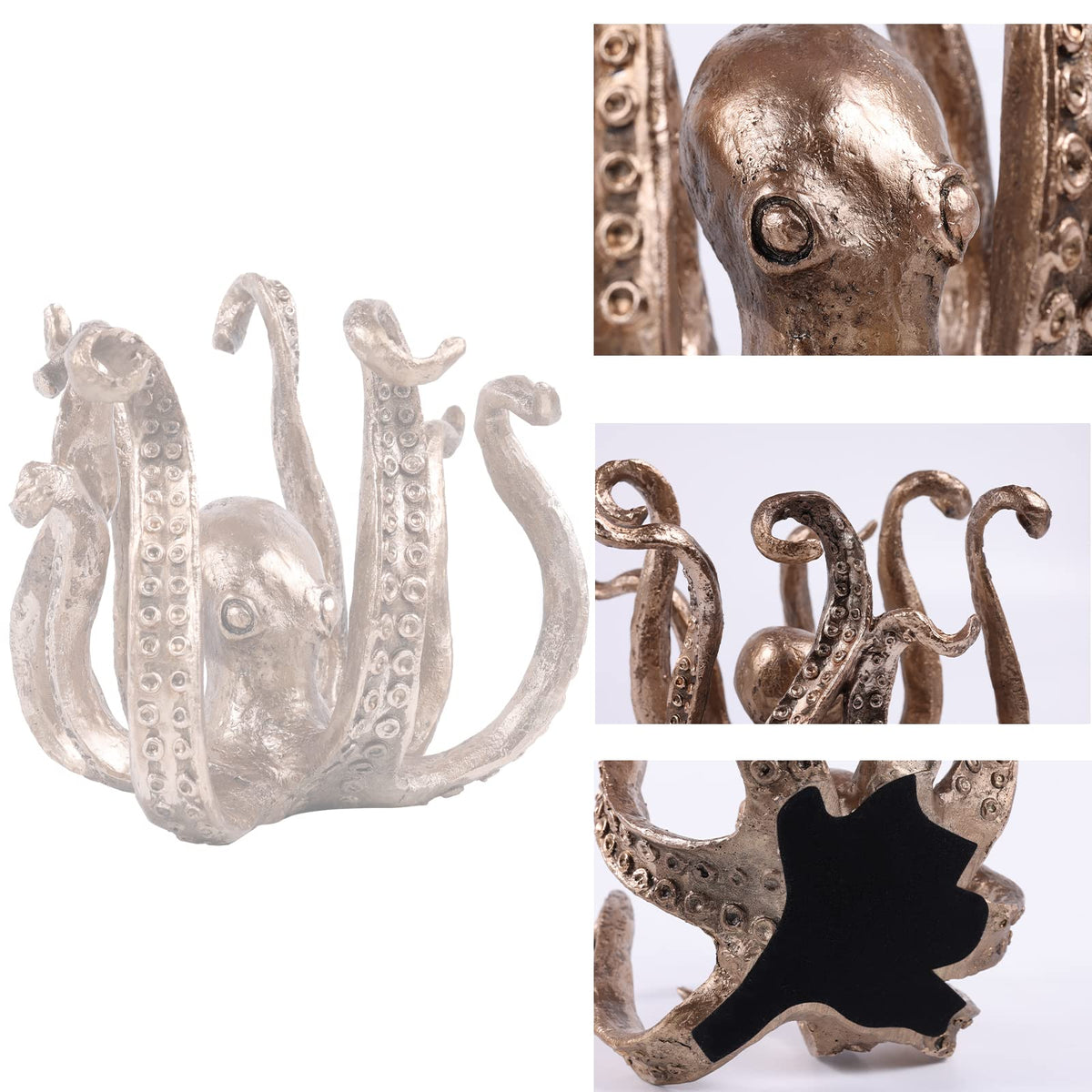Multi-Functional Octopus Sculpture – Decorative Resin Cup Holder & Jewelry Organizer, Unique Home Accent for Living Room, Office, or Desk (Bronze)