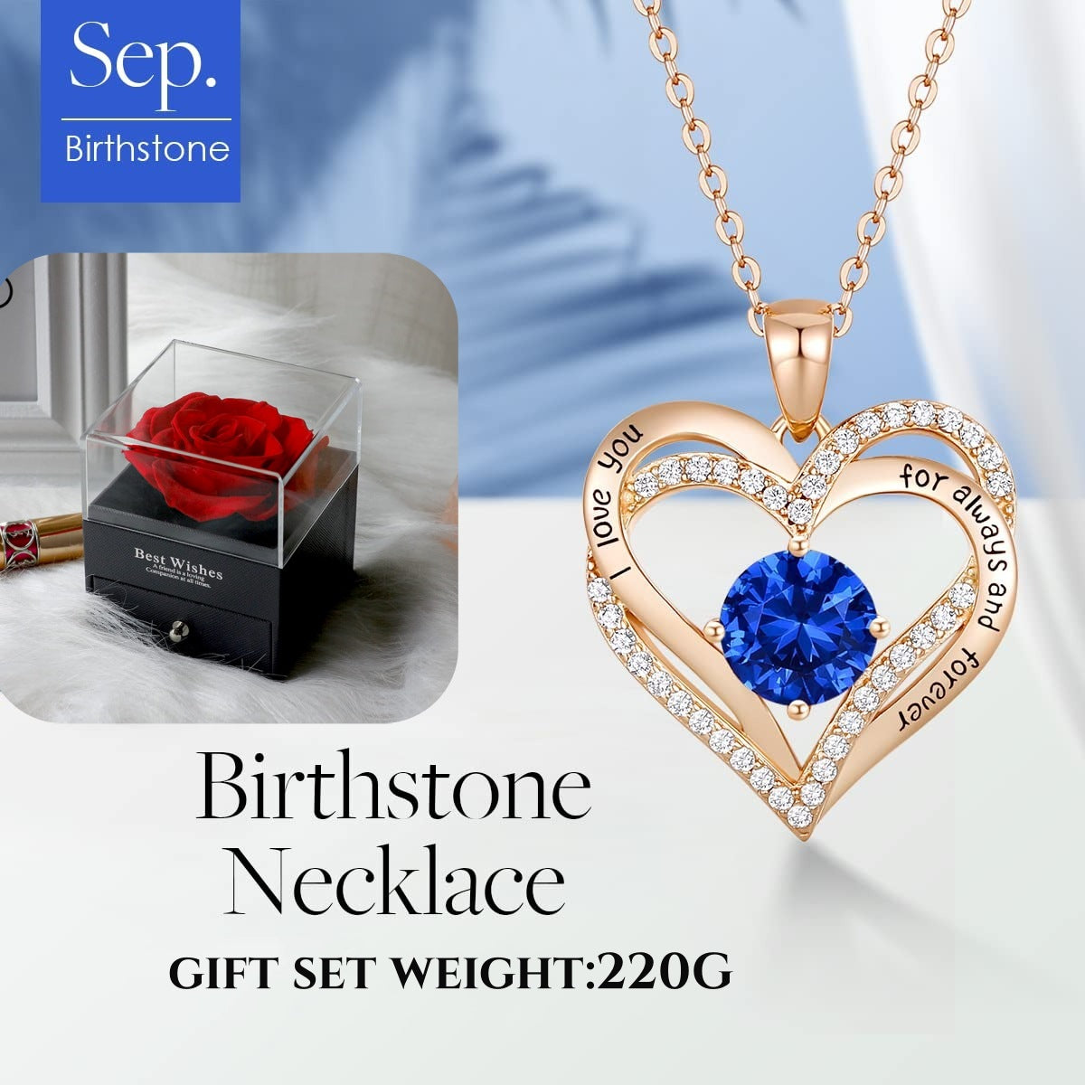 Forever Love Heart Birthstone Necklace: 925 Sterling Silver Personalized Jewelry for Mom, Wife, Friend with 12 Month Stone Options(blue diamond,December)