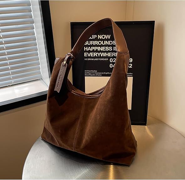 Leather Hobo Bags for Women Brown Purses Suede Purse Slouchy Tote Bag Suede Tote Bag Fall Winter Purses Handbag