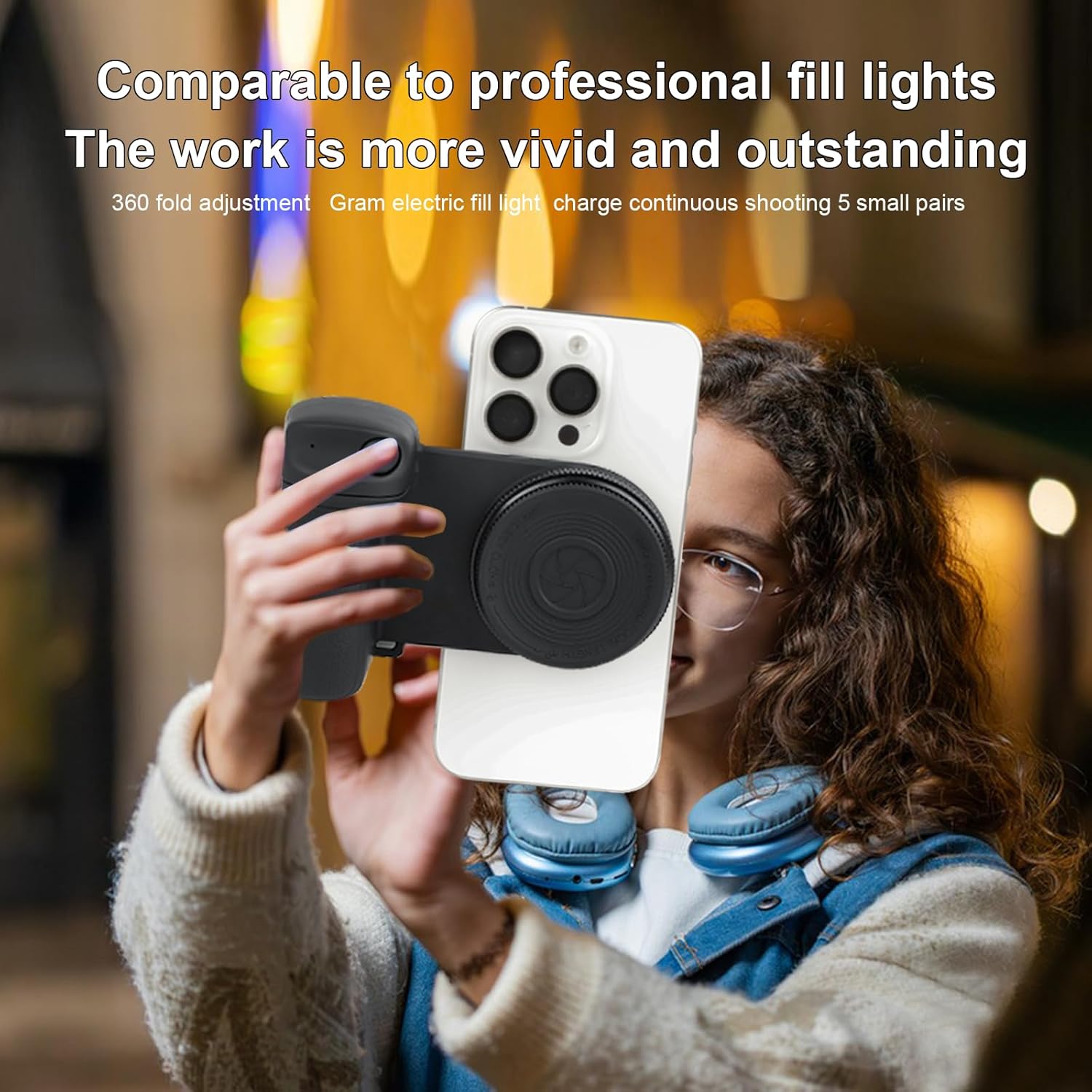 Magnetic Phone Camera Grip with Fill Light & Remote: Stable Shooting Holder for iPhone/Android – Ideal for Vlog, Selfie & Photography