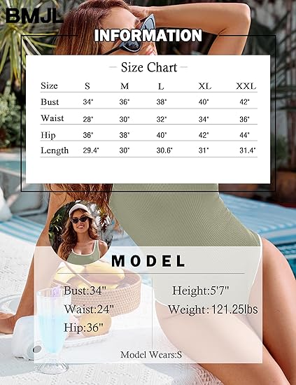 Women's Matcha Green One Piece Swimsuit with White Trim: Adjustable Strap, Ribbed, High Cut for Sports & Beach(L)