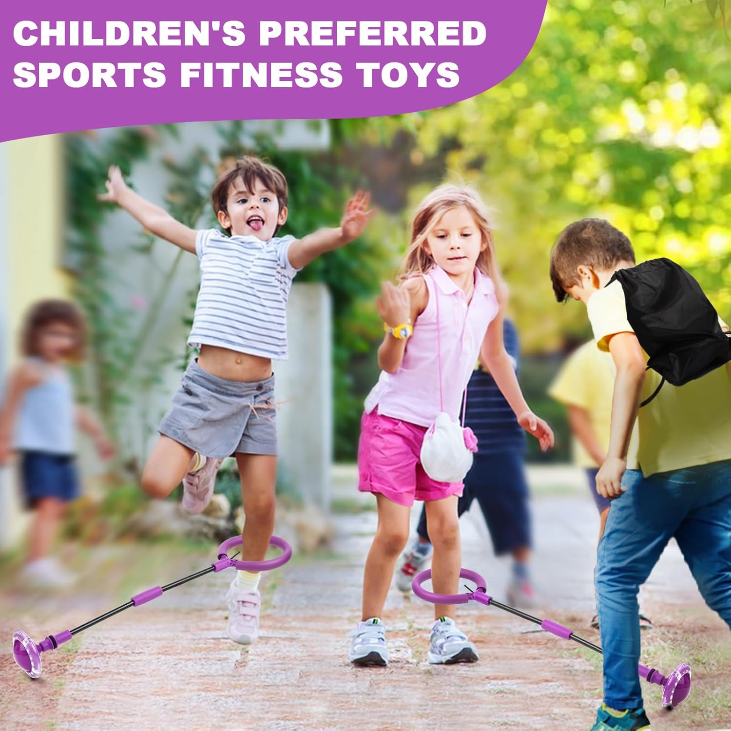 Skip Ball for Kids, Portable Foldable Colorful Flash Wheel Swing Ball Sports Fitness Toys for Girls & Boys, Toy for Kids & Adults. Gifts for Mom Women & Girls Toys Age 5-10 Years (Purple )