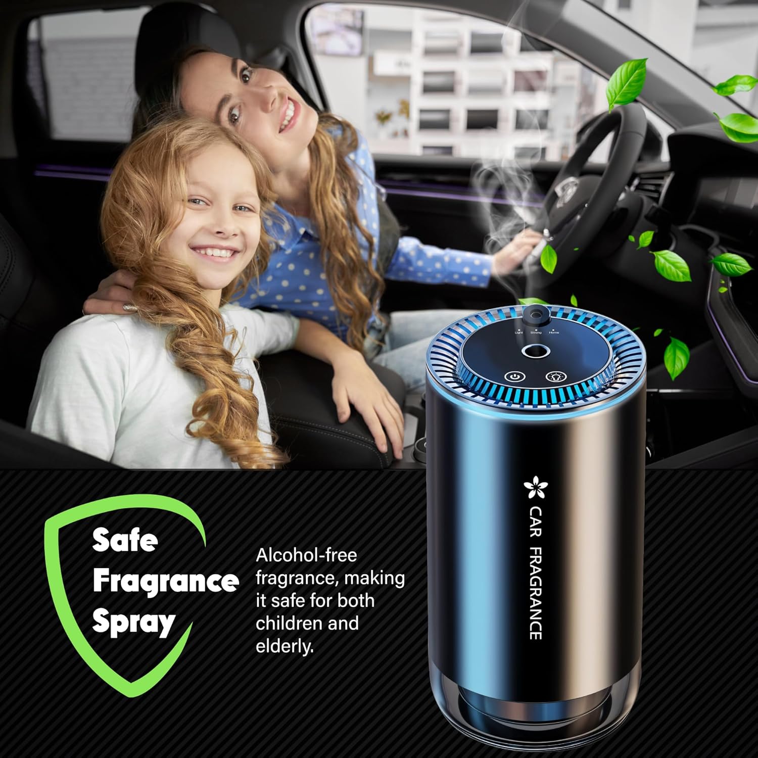 Smart Car Air Freshener with Starry Lights Projector: Automatic Aroma Diffuser, 3 Modes, Rechargeable for Car & Home