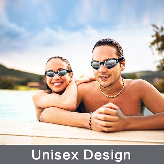 Pink Swim Goggles Set with Cap, Nose Clip, Earplugs & Case: Anti-Fog UV Protection for Men & Women