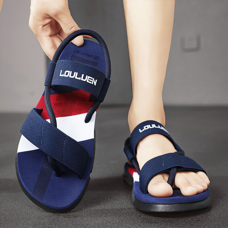 Men's 3-Color Convertible Sandals & Slippers, Outdoor Non-Slip EVA Thick-Sole Beach Shoes for Dual Wear(dark blue-41)