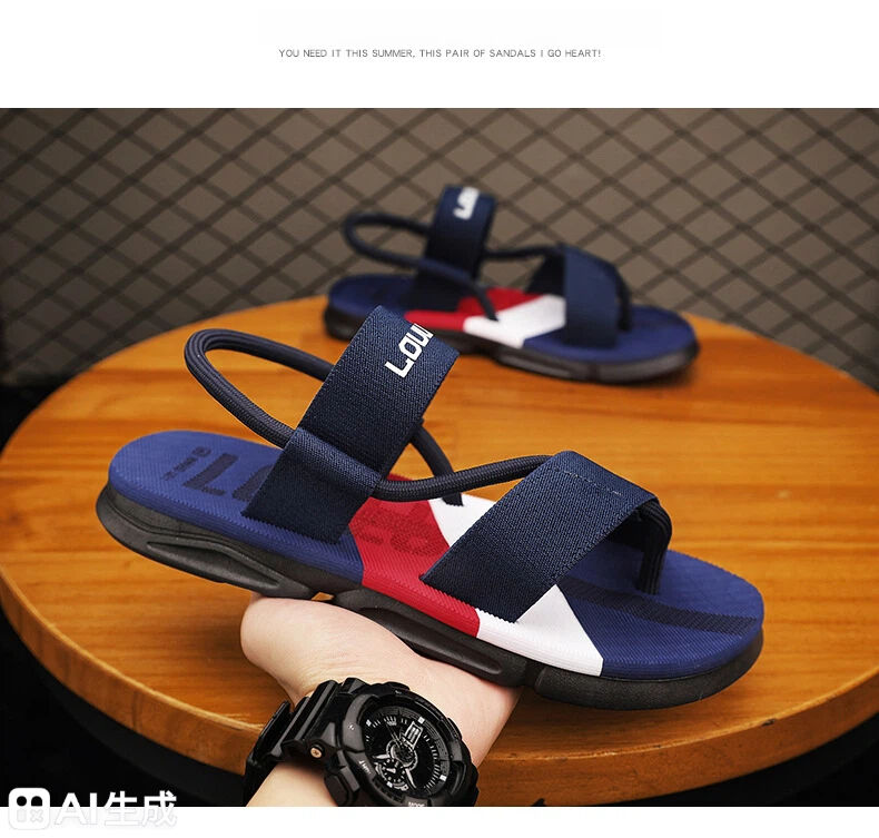 Men's 3-Color Convertible Sandals & Slippers, Outdoor Non-Slip EVA Thick-Sole Beach Shoes for Dual Wear(dark blue-41)
