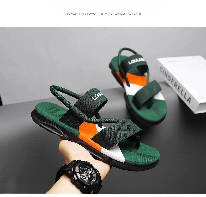 Men's 3-Color Convertible Sandals & Slippers, Outdoor Non-Slip EVA Thick-Sole Beach Shoes for Dual Wear(green-42)